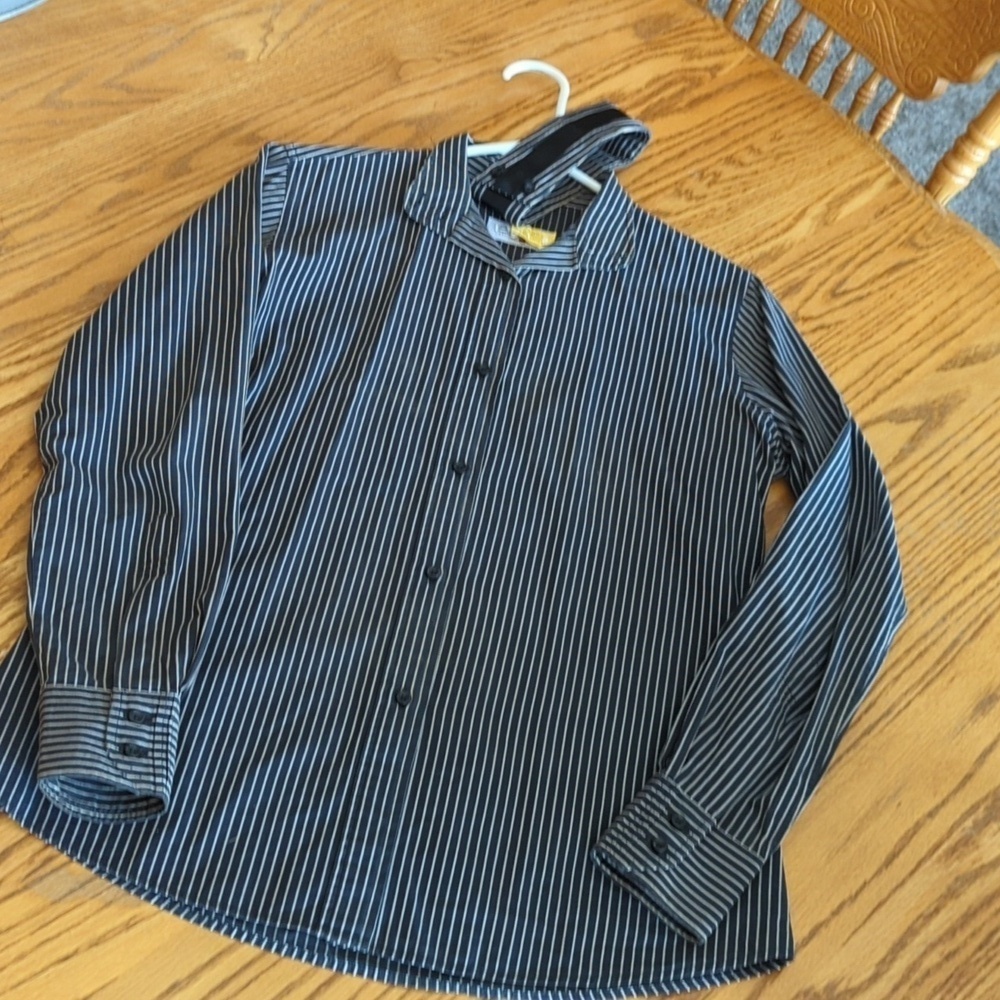 Booyah English Huntseat Long Sleeve Pinstriped Black and Gray Silk Collar Shirt